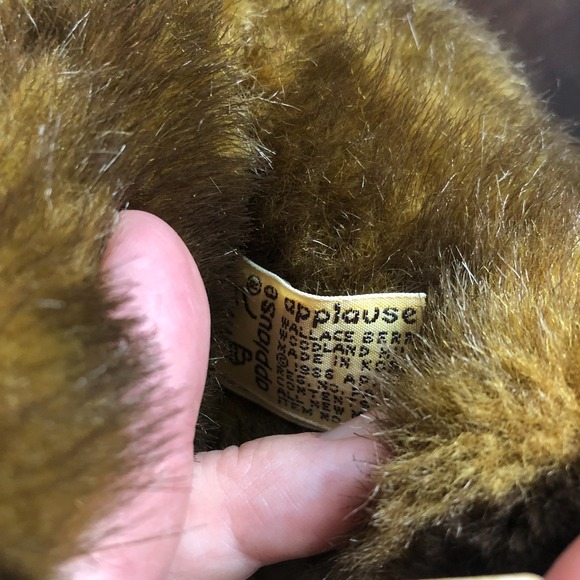 Vtg 1986 Applause Bear Pull Toy Plush 7"Brown Wood Wheels Original PullRope Read - Picture 12 of 15